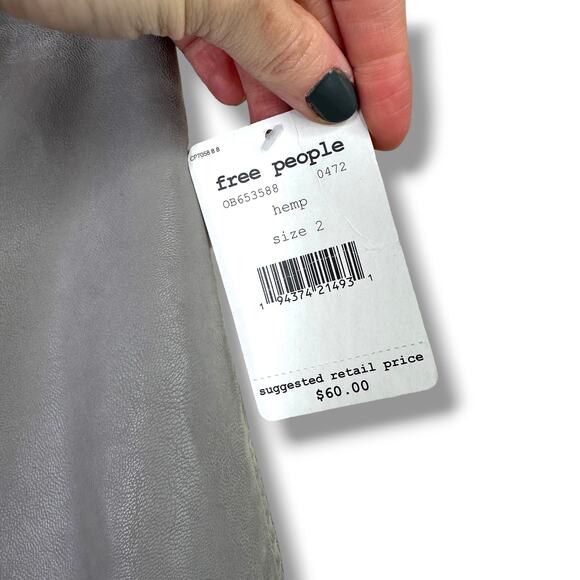 Free People NWT Modern Femme Hemp Gray Vegan Suede Mini Skirt Size 2 - Picture 5 of 9